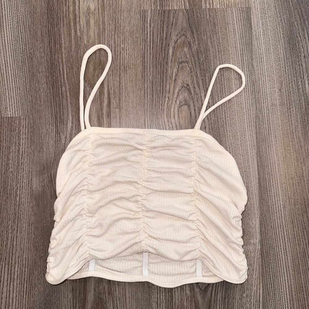 Urban Outfitters cream straight cut crop